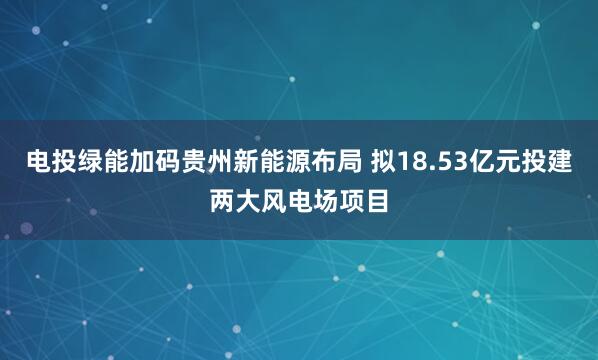 电投绿能加码贵州新能源布局 拟18.53亿元投建两大风电场项目