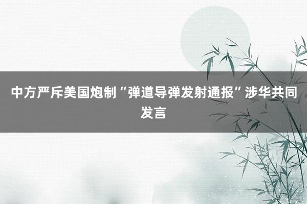 中方严斥美国炮制“弹道导弹发射通报”涉华共同发言