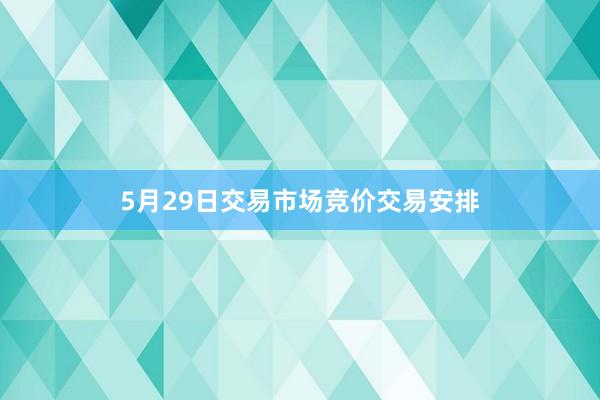 5月29日交易市场竞价交易安排