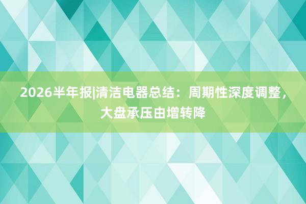 2026半年报|清洁电器总结：周期性深度调整，大盘承压由增转降