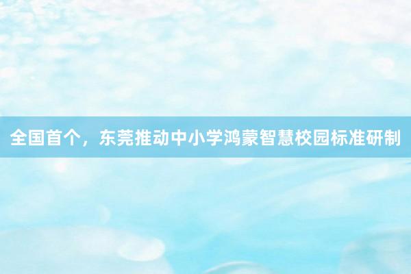 全国首个，东莞推动中小学鸿蒙智慧校园标准研制