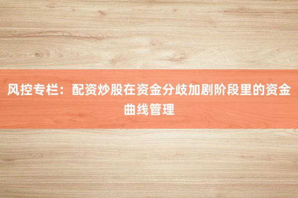 风控专栏：配资炒股在资金分歧加剧阶段里的资金曲线管理