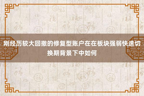 刚经历较大回撤的修复型账户在在板块强弱快速切换期背景下中如何