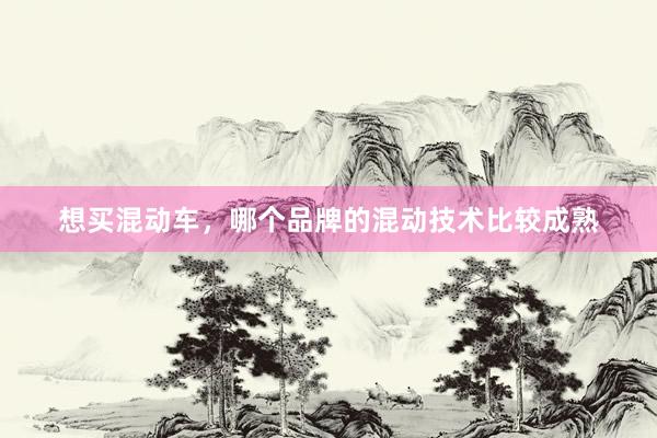 想买混动车，哪个品牌的混动技术比较成熟