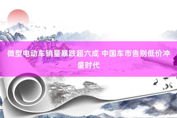微型电动车销量暴跌超六成 中国车市告别低价冲量时代