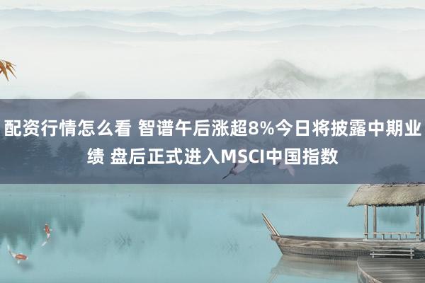 配资行情怎么看 智谱午后涨超8%今日将披露中期业绩 盘后正式进入MSCI中国指数