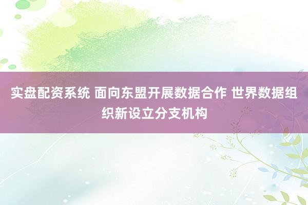 实盘配资系统 面向东盟开展数据合作 世界数据组织新设立分支机构