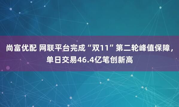 尚富优配 网联平台完成“双11”第二轮峰值保障,单日交易46.4亿笔创新高