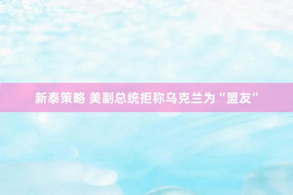 新泰策略 美副总统拒称乌克兰为“盟友”